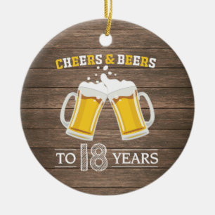 Décoration En Céramique Rustic Cheers and Beers to 18 Years