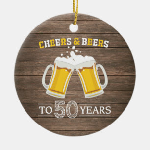 Décoration En Céramique Rustic Cheers and Beers to 50 Years