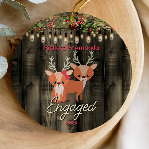 Décoration En Céramique Rustic Country premier fiançailles de Noël