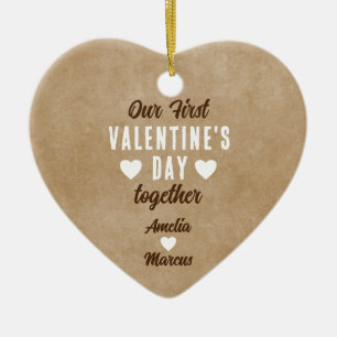 Décoration En Céramique Rustic Our First Valentine's Day Together Couple