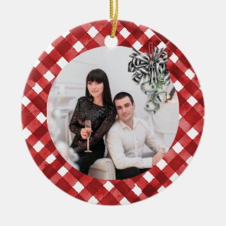 Décoration En Céramique Rustic Red Gingham Noël