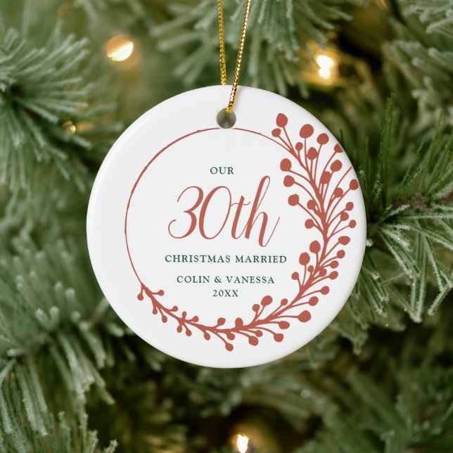 Décoration En Céramique Rustic Wreath 30e Noël Marié Personnalisé (Arbre)