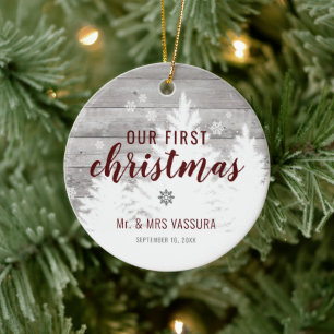 Décoration En Céramique Rustique Notre premier Noël M. et Mme Photo