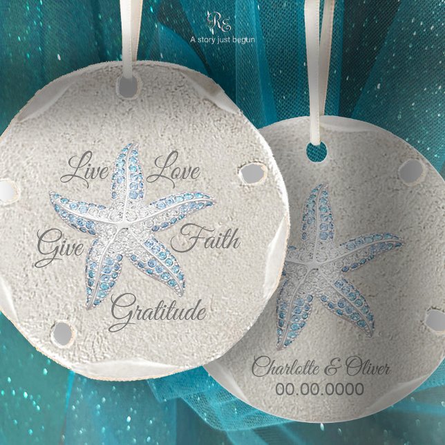 Décoration En Céramique Sable Dollar Éstarfish Gem Ornament (A timeless touch of seaside charm, this sand dollar ornament may be easily personalized.)
