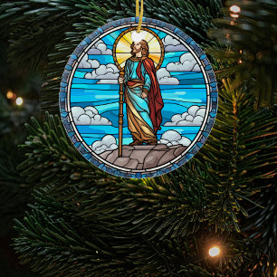 Décoration En Céramique Sacré Jésus en verre tendu Noël