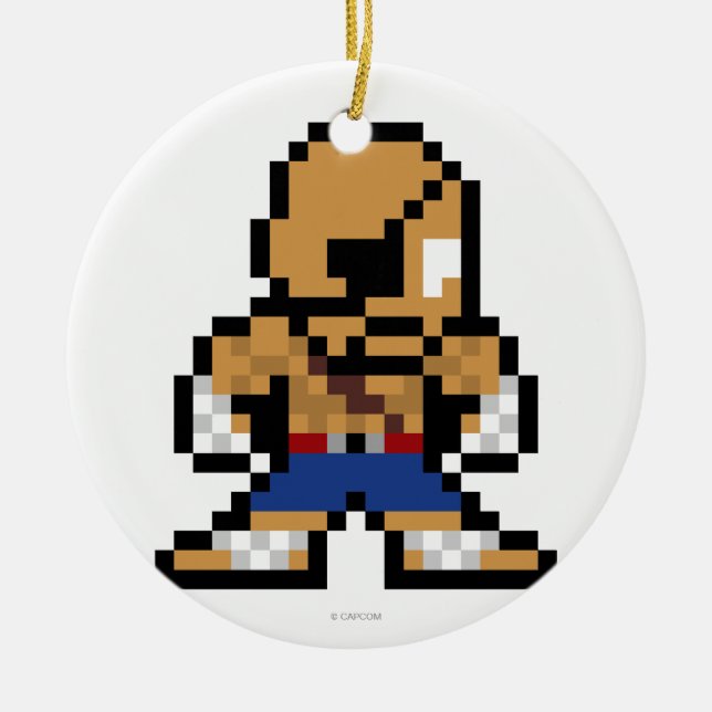 Décoration En Céramique Sagat à 8 bits (Devant)