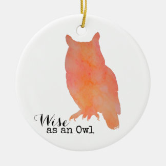 Décoration En Céramique Sage comme un Hibou Typographique Aquarelle