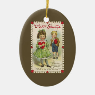 Décoration En Céramique Saint-Valentin victorien vintage, Enfants timides