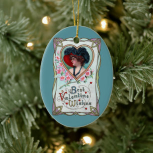Décoration En Céramique Saint Valentin vintage, une femme élégante dans un