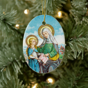 Décoration En Céramique Sainte-Anne néogothique et Marie jeune (SAU 29)