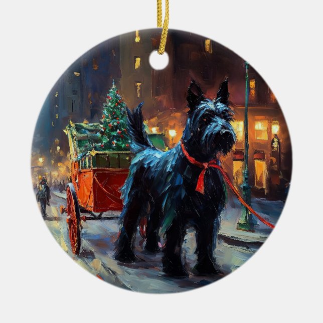Décoration En Céramique Saison de Noël du Terrier écossais (Devant)