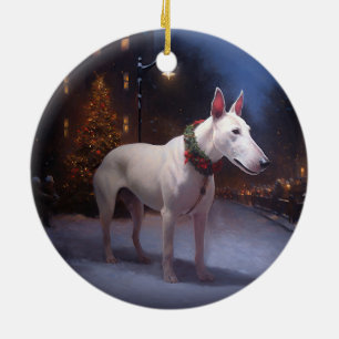 Décoration En Céramique Saison Festive de Noël Bull Terrier