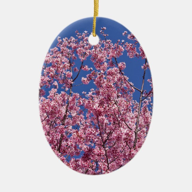 Décoration En Céramique Sakura Cherry Fleurit Dans Le Bleu (Devant)