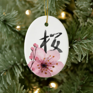 Décoration En Céramique Sakura Japonaise Cerise Blossom Kana Noël