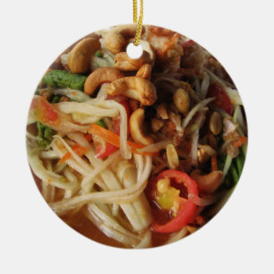 Décoration En Céramique Salade de Papaya épicée Ayutthaya [Som Tam] avec C
