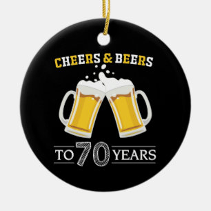 Décoration En Céramique Salutations et bières à 70 ans