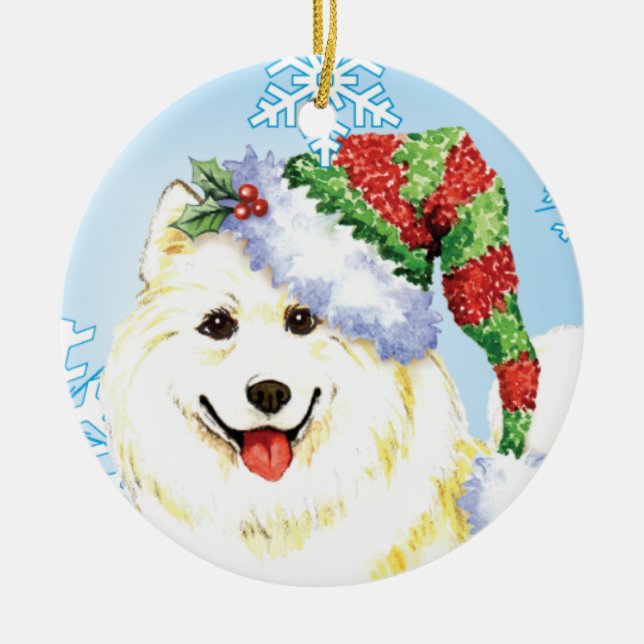 Décoration En Céramique Samoyed heureux de Howlidays (Devant)