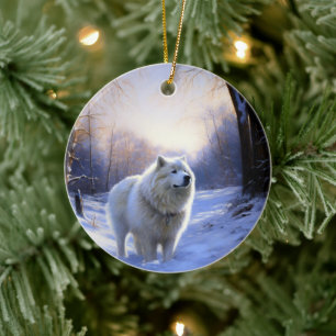 Décoration En Céramique Samoyed Let It Snow Christmas