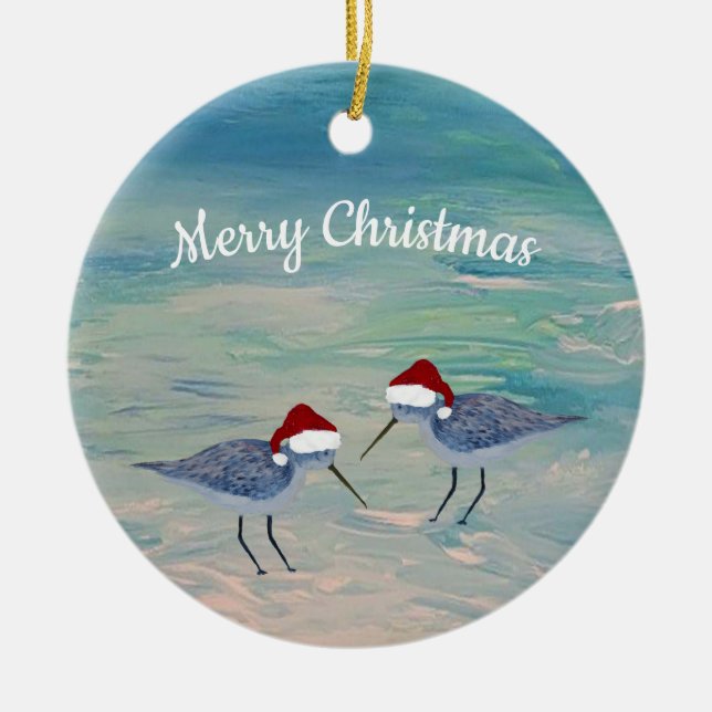 Décoration En Céramique Sandpipers coastal birds tree ornaments. (Devant)
