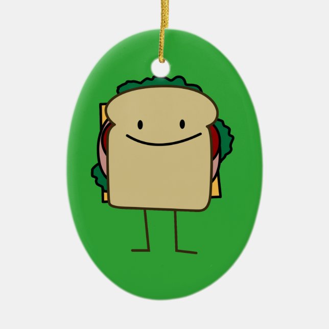 Décoration En Céramique Sandwich de sourire heureux - classique (Devant)