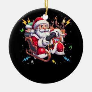 Décoration En Céramique Santa Claus Jouer Jeu de Noël Joueur Vidéo Jeu