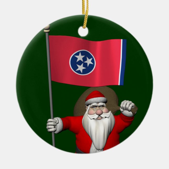 Décoration En Céramique Santa Claus with Ensign of Tennessee (Devant)