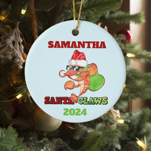 Décoration En Céramique Santa Claws Lobster Christmas Personalized