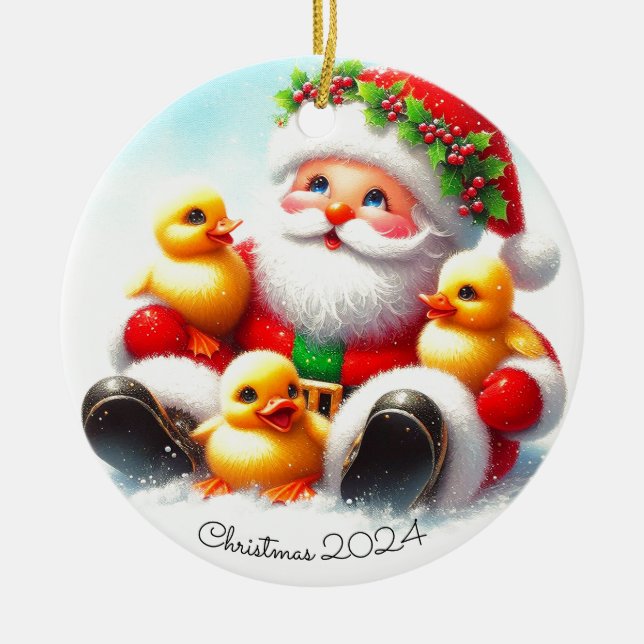 Décoration En Céramique Santa Ducklings Christmas Ornament (Devant)