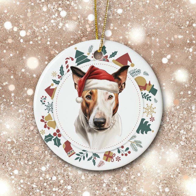 Décoration En Céramique Santa Hat Bull Terrier Chien Vacances Images Wreat (Créateur téléchargé)
