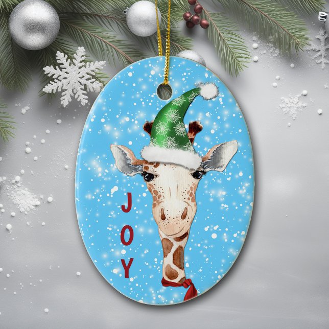 Décoration En Céramique Santa Hat Giraffe Flocon de neige Arrière - plans  (Créateur téléchargé)