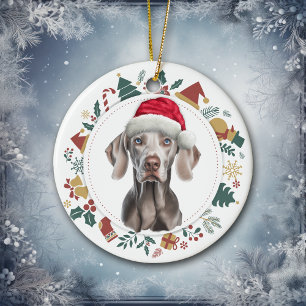 Décoration En Céramique Santa Hat Weimaraner Noël Images Wreath
