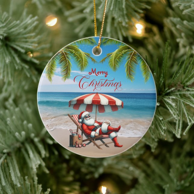 Décoration En Céramique Santa under a Beach Umbrella Christmas (Arbre)