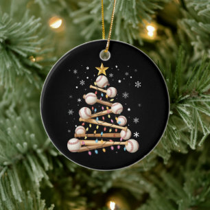 Décoration En Céramique Sapin de Noël de baseball Lumière Xmas Amateur de 