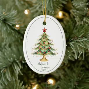 Décoration En Céramique Sapin de Noël Premier Noël Ensemble Nom Année