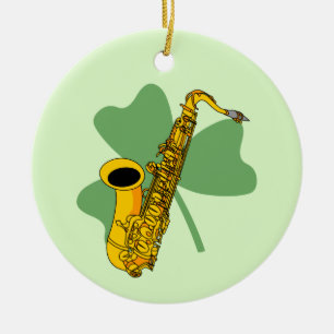 Décoration En Céramique Saxophone shamrock