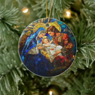 Décoration En Céramique Scène de la crèche en verre