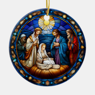 Décoration En Céramique Scène de la Nativité de Noël en verre