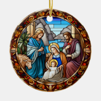 Décoration En Céramique Scène de la Nativité de Noël en verre