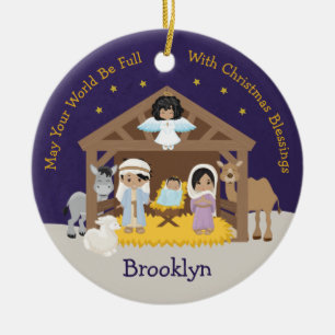 Décoration En Céramique Scène de la Nativité multiculturelle