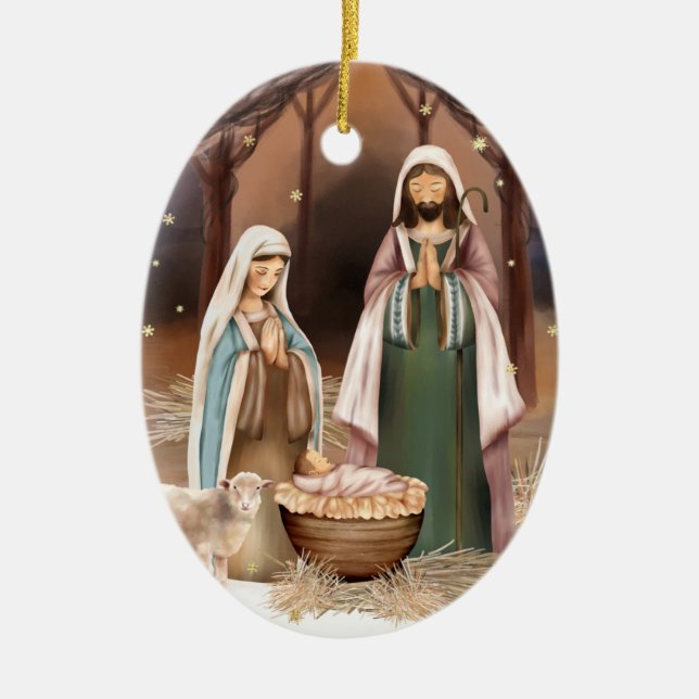 Décoration En Céramique Scène de Nativité Noël personnalisé (Devant)