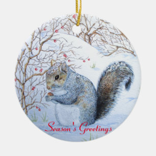 Décoration En Céramique scène de neige de la faune d'écureuils mignons à n