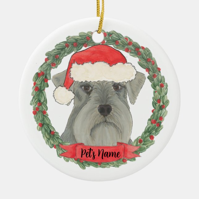 Décoration En Céramique Schnauzer d'argent gris personnalisé (Devant)