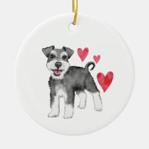 Décoration En Céramique Schnauzer miniature personnalisé avec nom année