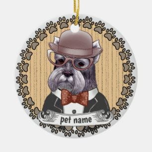 Décoration En Céramique Schnauzer portant des lunettes