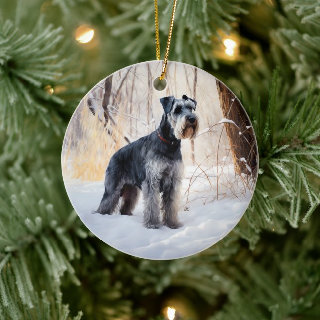 Décoration En Céramique Schnauzer Qu'il neige Noël (Arbre)