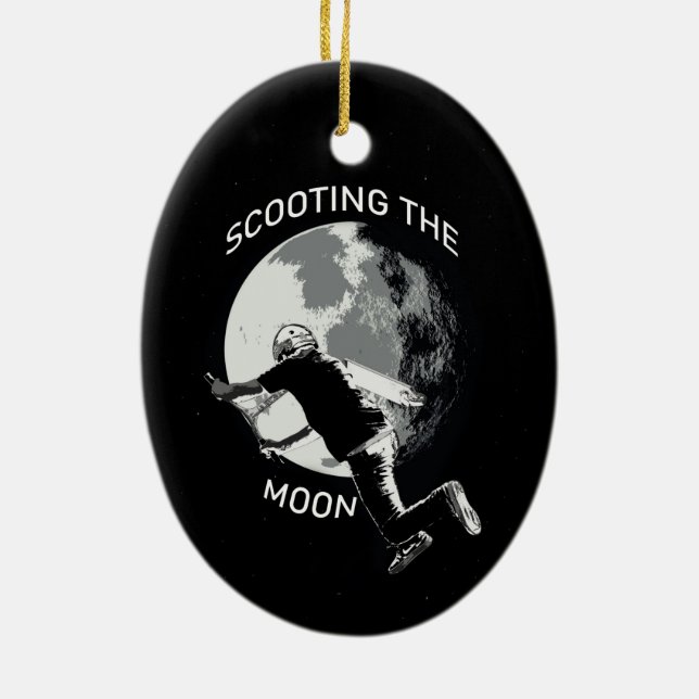 Décoration En Céramique Scooting the Moon - Stunt Scooter Ornament en céra (Dos)