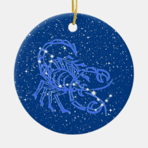Décoration En Céramique Scorpio signe Zodiac avec étoiles sur bleu profond