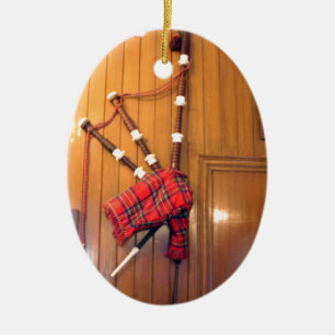 Décoration En Céramique Scotland Bagpipe Tartan Plaid Instrument de musiqu