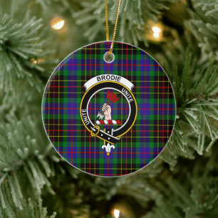 Décoration En Céramique Scottish Clan Brodie Chasse Tartan et Crest