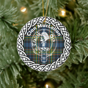 Décoration En Céramique Scottish Clan MacLellan Tartan and Crest